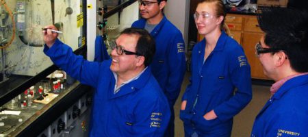 Researchers in a UCLA chemistry lab