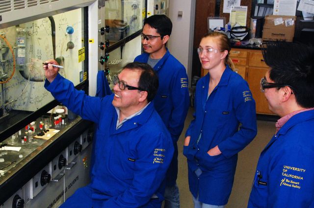 Researchers in a UCLA chemistry lab