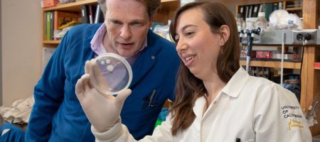 Photo of UCLA professor Kent Hill and graduate student Stephanie DeMarco