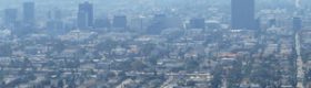 Photo of smoggy Los Angeles skyline