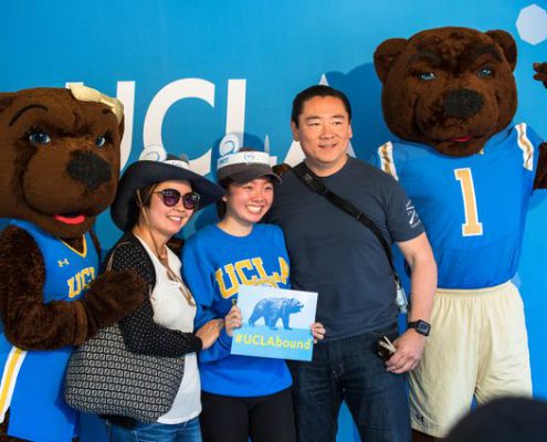 Josie and Joe Bruin welcome one of the newest Bruins.