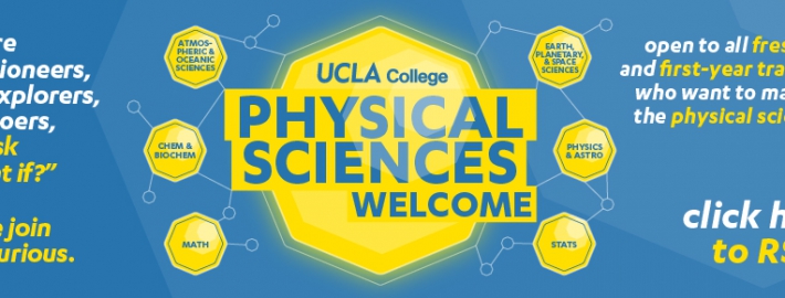 Illustration featuring event title "UCLA College Physical Sciences Welcome."