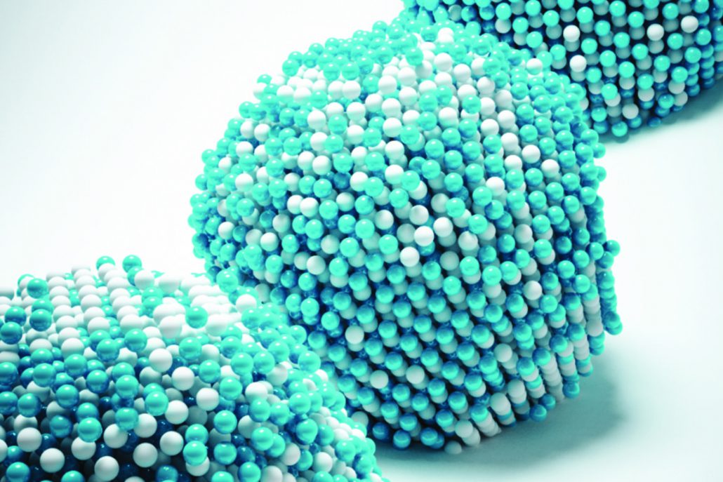 4d graphic rendering of iron-platinum nanoparticle