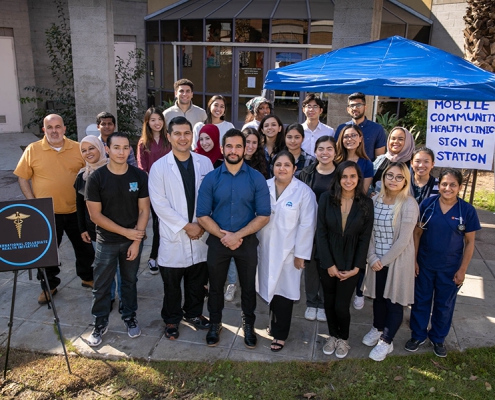 Photo of group of volunteers at first mobile health clinic.