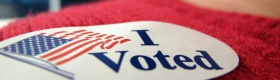 A photo of an I voted sticker.