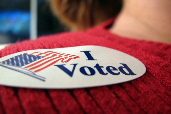 A photo of an I voted sticker.
