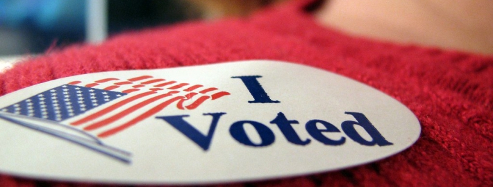 A photo of an I voted sticker.