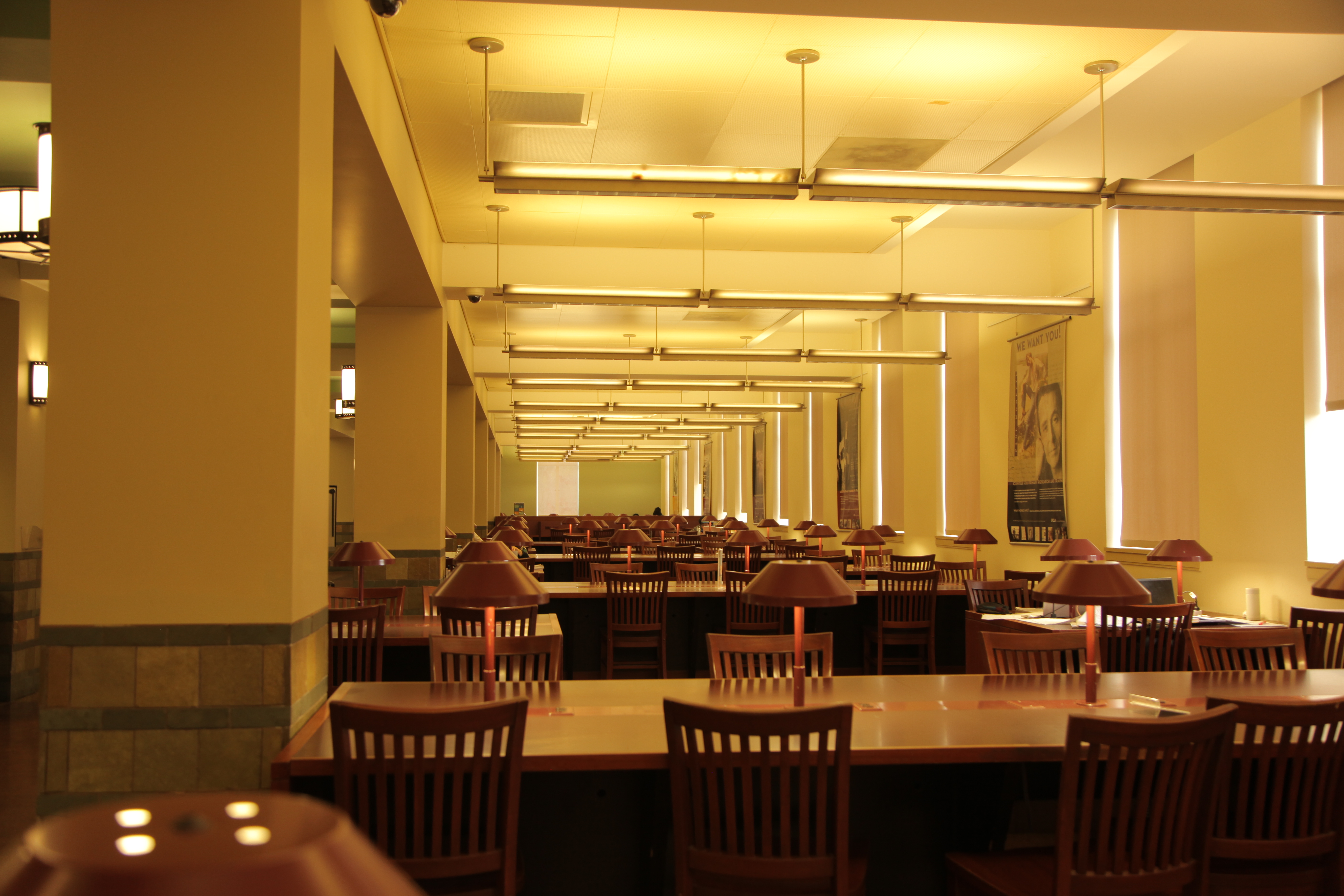 A photo inside of Powell Library.