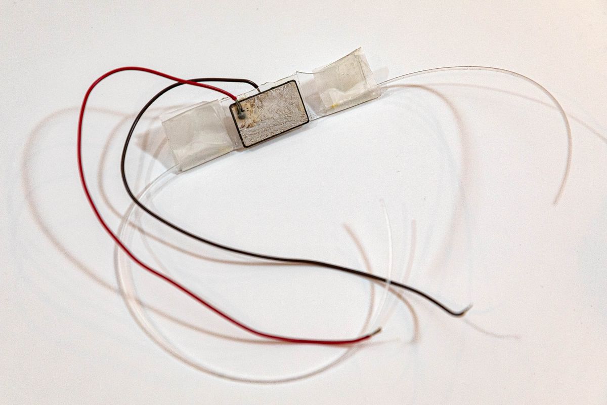 A photo of a prototype of the acoustofluidic device developed by UCLA researchers.