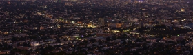 A photo of a panorama of Los Angeles at dusk.