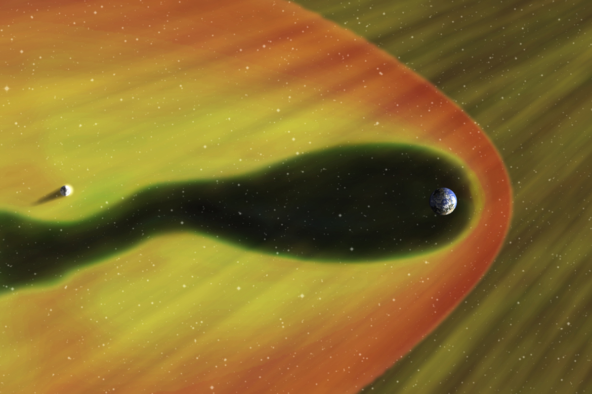 An image of the Earth's magnetosphere.