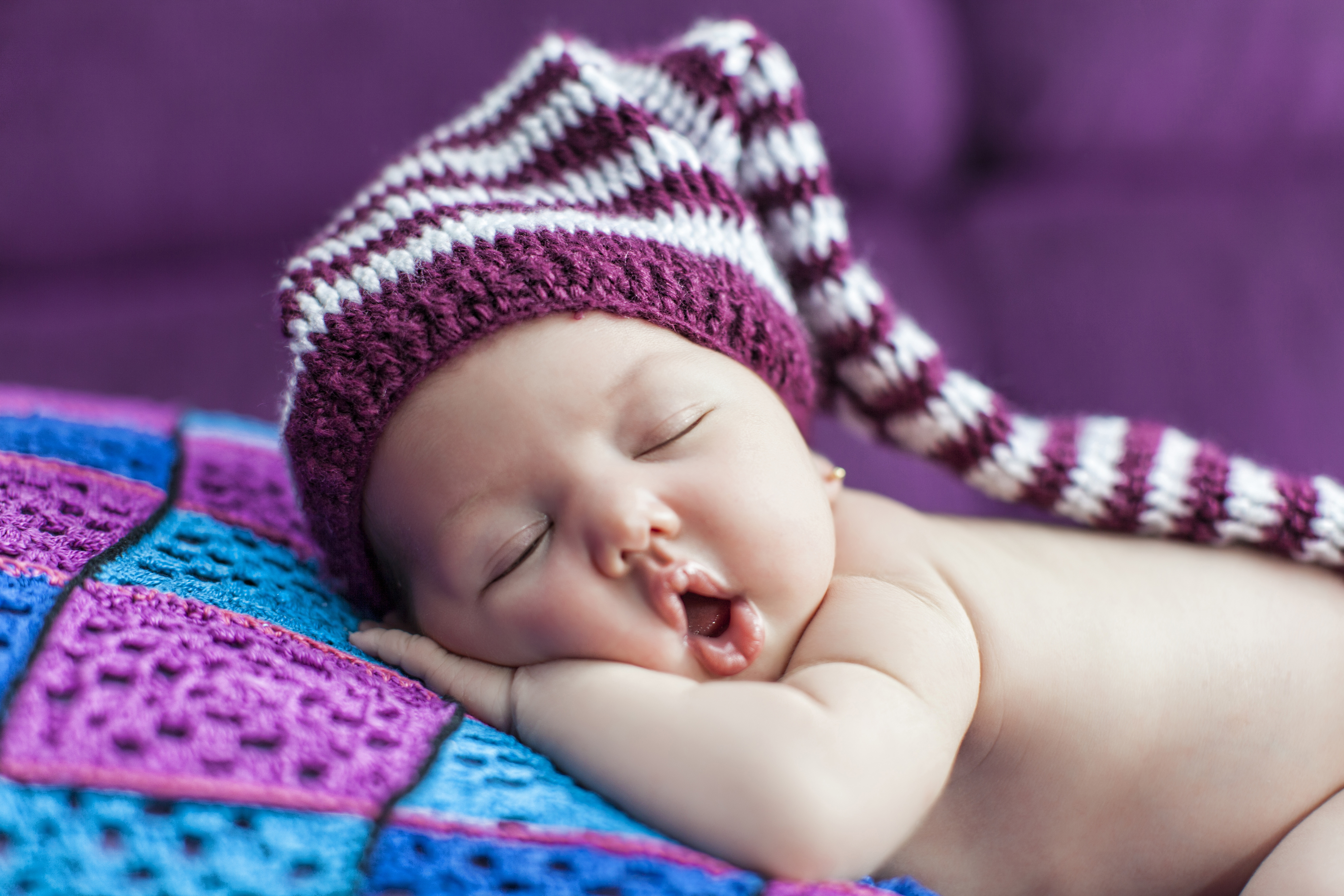 A photo of a sleeping baby. 