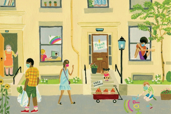 An illustration of a friendly neighborhood.