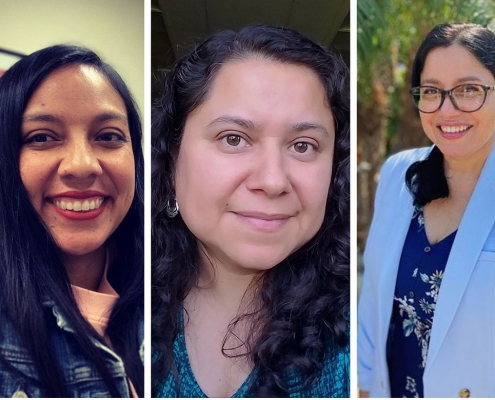 A photo of professors Floridalma Boj Lopez, Leisy Abrego and Karina Alma..