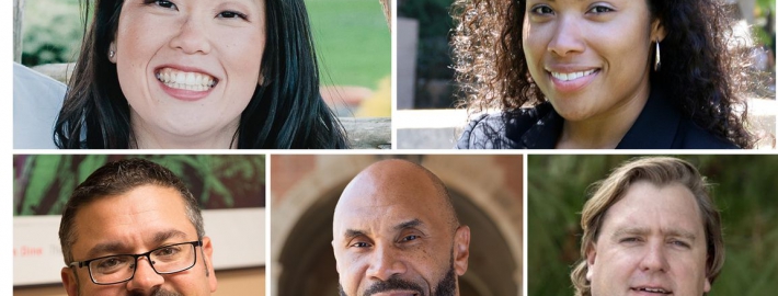 A montage of photos: Clockwise from top left: Natalie Masuoka, Lorrie Frasure, Chad Dunn, Darnell Hunt and Matt Barreto.