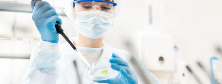 A photo of a researcher in the lab.