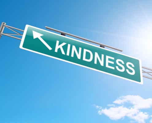 A photo of a street sign named "Kindness."