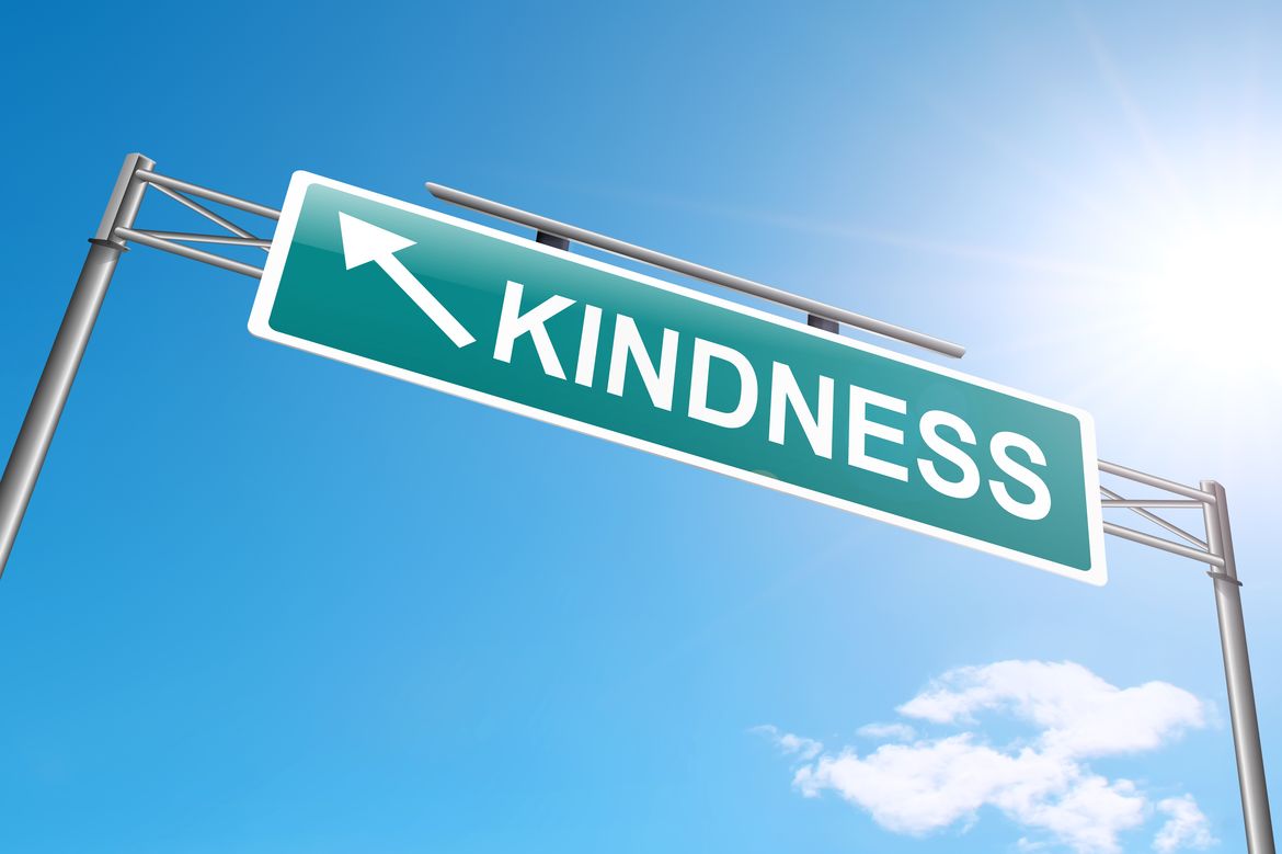 A photo of a street sign named "Kindness."