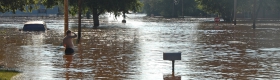 A photo of flood waters caused by Tropical Storm Erin in Kingfisher, Oklahoma, in August 2007.