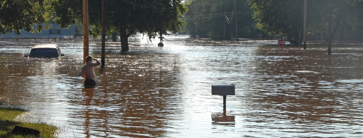 A photo of flood waters caused by Tropical Storm Erin in Kingfisher, Oklahoma, in August 2007.