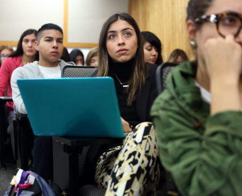 A photo of students in a lecture hall.