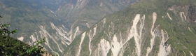 A photo of Himalaya Mountains in Nepal after landslides caused by the 2015 Gorkha earthquake.