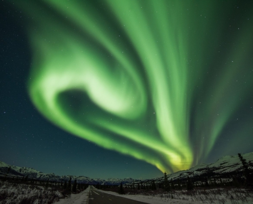 A photo of Aurora borealis in Alaska