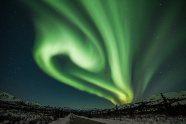 A photo of Aurora borealis in Alaska