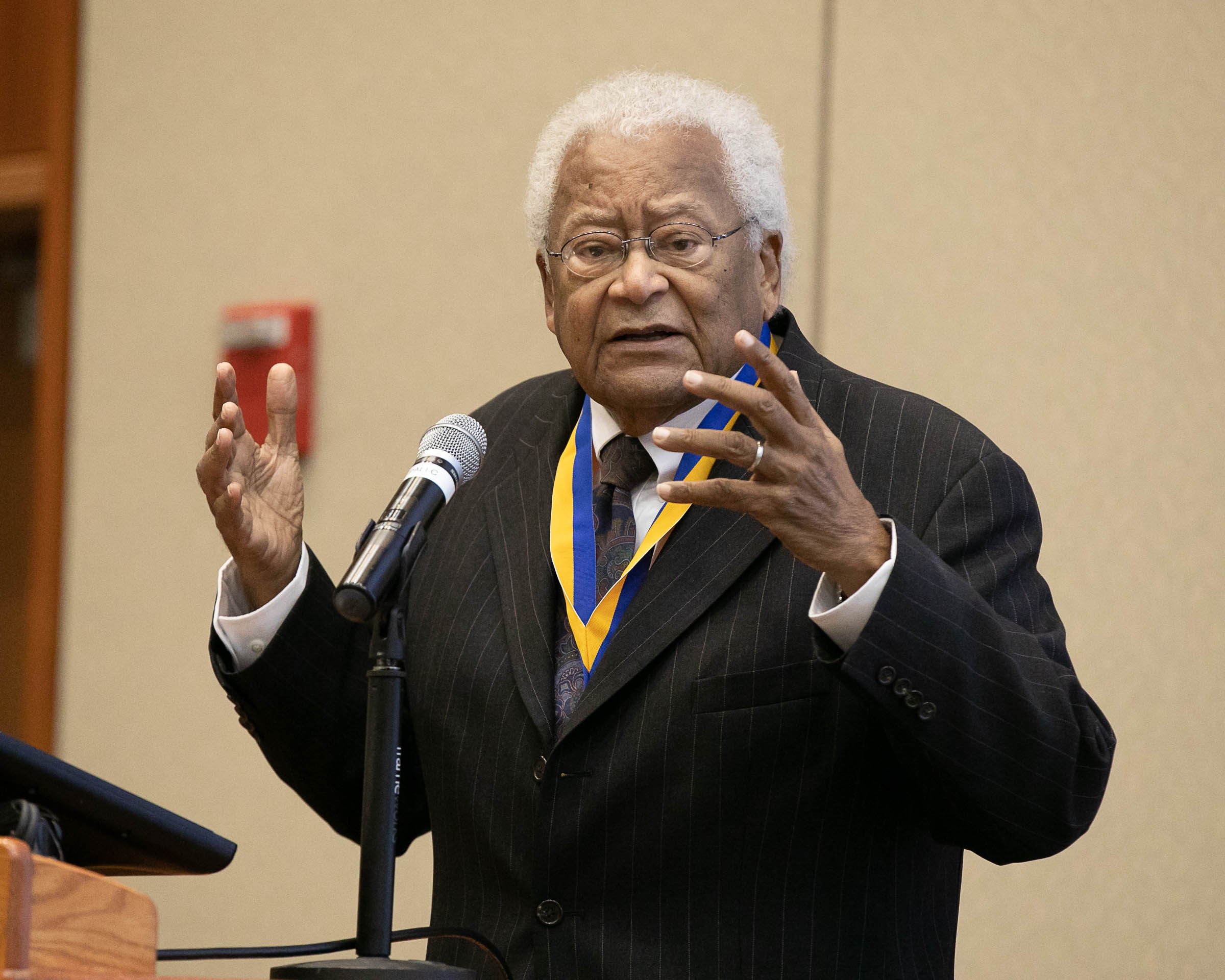 The Rev. James Lawson Jr. gives a speech after being presented with the UCLA Medal.