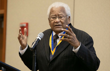 The Rev. James Lawson Jr. gives a speech after being presented with the UCLA Medal.