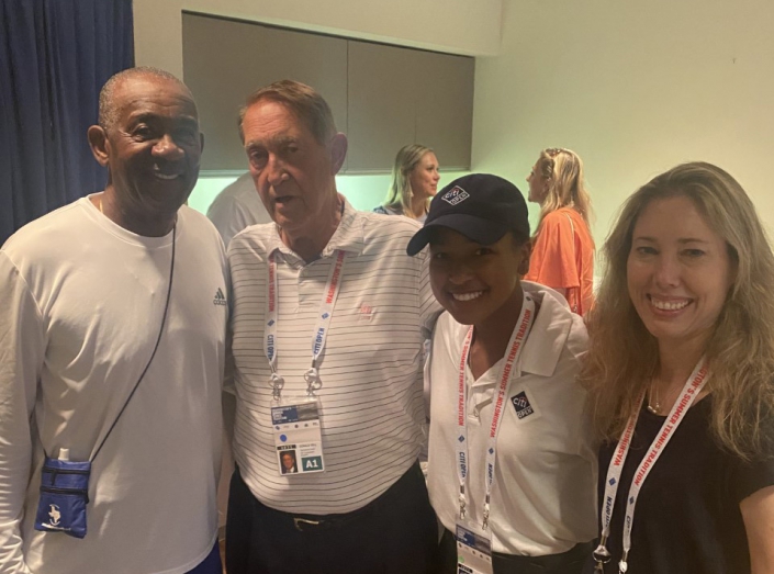 From right, Alexandra Dell, Jada Hart, Donald Dell and Jada’s father Nathan Hart at the Citi Open in Washington, D.C. From right, Alexandra Dell, Jada Hart, Donald Dell and Jada's father Nathan Hart at the Citi Open in Washington, D.C.