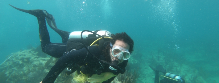 Justin Dunnavant Underwater picture. Credit: Chris Searles