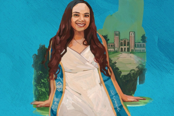 Illustration of Maripau Paz, a first-generation college student, says AAP creates a welcoming environment. “During my freshman year, I was so scared,” she says. “But AAP made everything easy to understand, and soon I was able to manage the coursework on my own.”