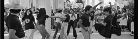 “Zoot Suit” cast dancing at the Mark Taper Forum. Los Angeles Times Photographic Archive. Department of Special Collections, Charles E. Young Research Library, UCLA.