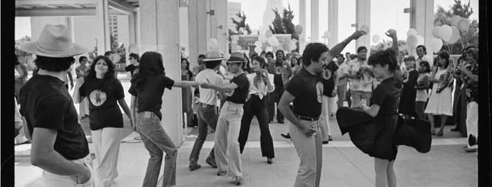 “Zoot Suit” cast dancing at the Mark Taper Forum. Los Angeles Times Photographic Archive. Department of Special Collections, Charles E. Young Research Library, UCLA.