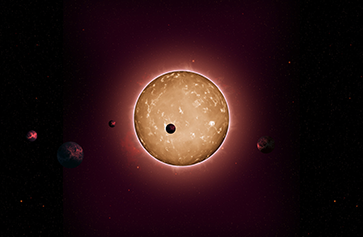 Rendering of the Kepler-444 planetary system.