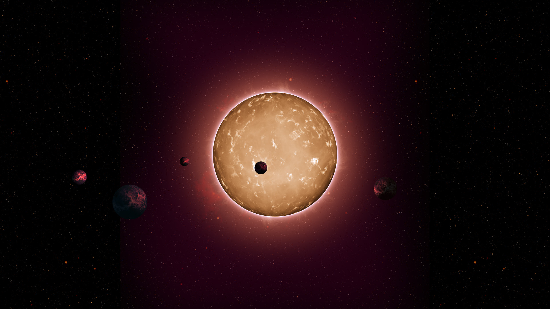 Rendering of the Kepler-444 planetary system.