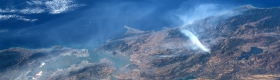 Image of smoke from a 2019 Northern California wildfire, seen by astronauts aboard the International Space Station.