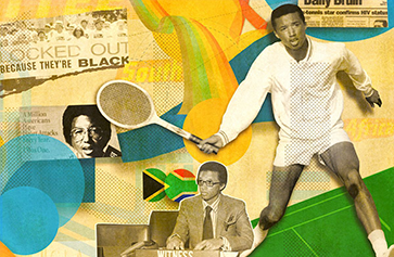 Collage of images of Arthur Ashe, by Peter Hovarth