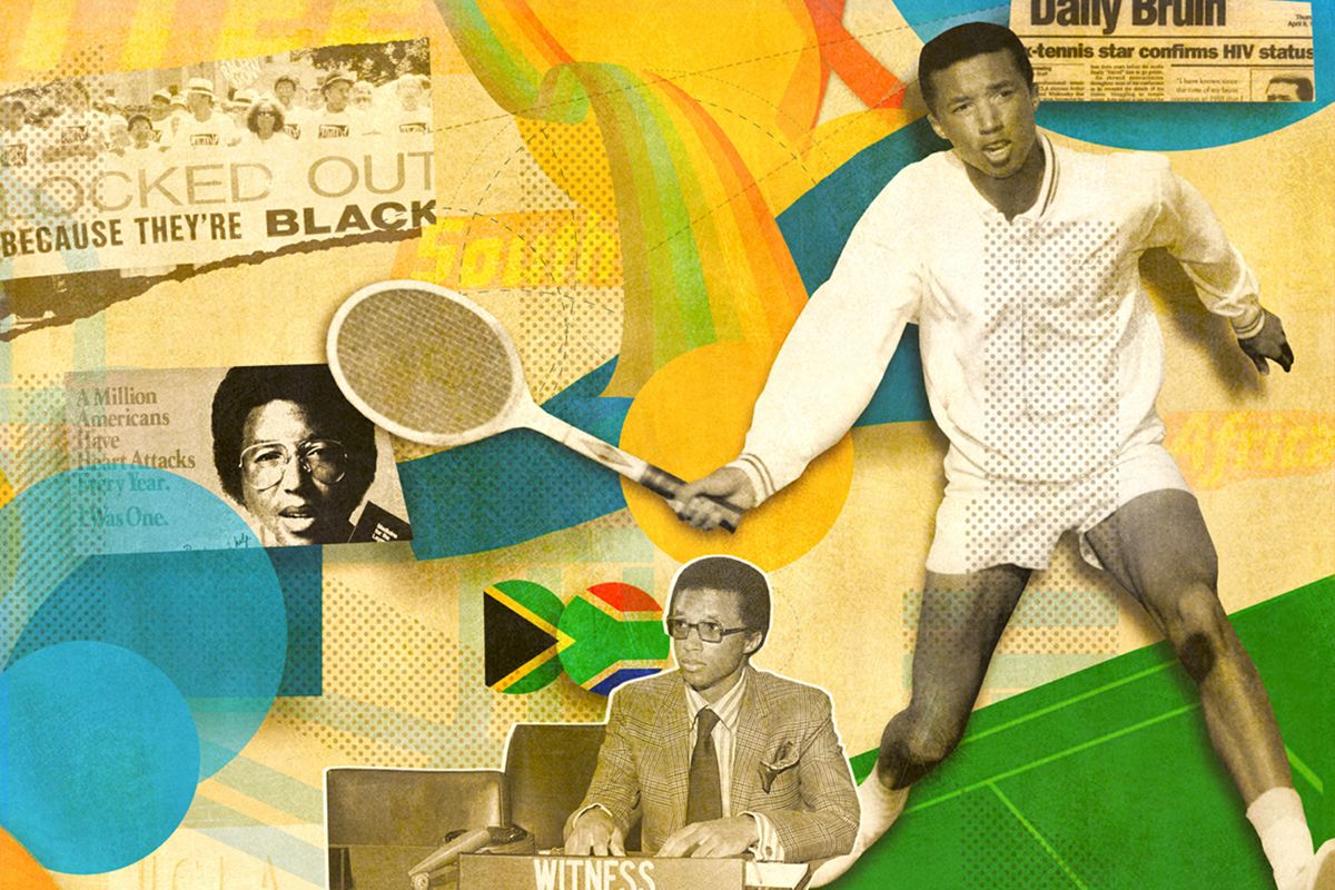 Collage of images of Arthur Ashe, by Peter Hovarth