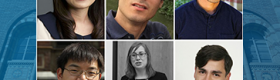 Collage image of the UCLA College’s 2022 Sloan Fellows. Top row from left: Seulgi Moon, David Baqaee, and Mikhail Solon. Bottom row from left: Chong Liu, Natalie Bau, and Guido Montúfar.