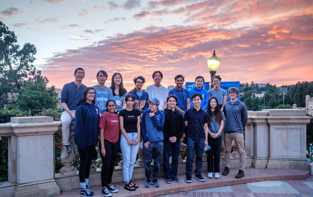 Image of members of the current ELFIN UCLA student team responsible for the daily satellite operations at the mission operations center, which is housed in the Geology Building on campus.