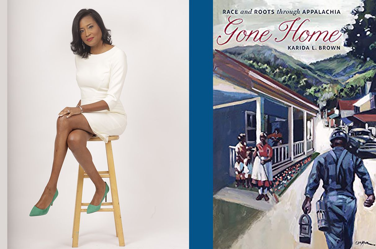 Image of Karida Brown and the cover of her book “Gone Home: Race and Roots Through Appalachia”