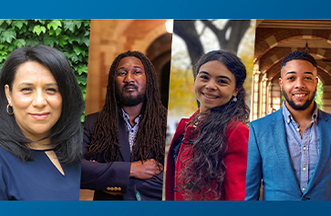 Images of, from left to right, UCLA College transfer students Carina Salazar, Chris Adams, Daniella Efrat and Darnel Grant.