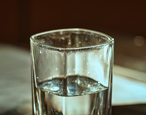 Water glass on a table