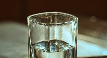 Water glass on a table