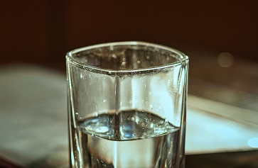 Water glass on a table