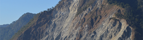 Mountain in easter Himalayas that recently experienced a landslide