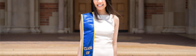 Thien Nguyen standing in front of Royce Hall