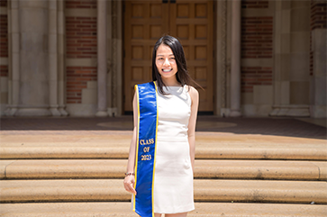 Thien Nguyen standing in front of Royce Hall